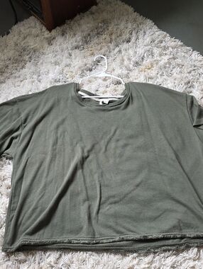 Olive Green Boxy Short Sleeve Top